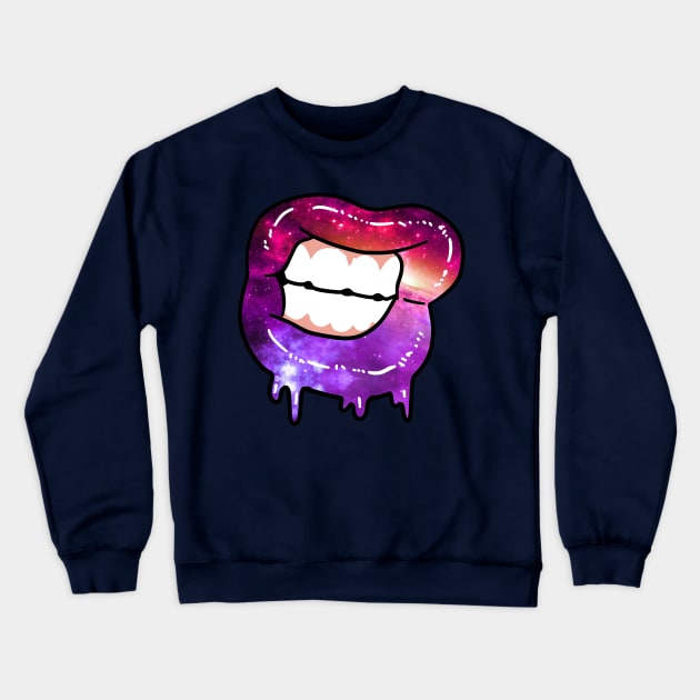 Drippy Space Lips Crewneck Sweatshirt by saradaboru